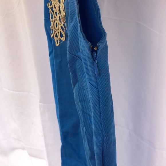 Royal Blue with Gold Accent canvas material Dress - Picture 5 of 7